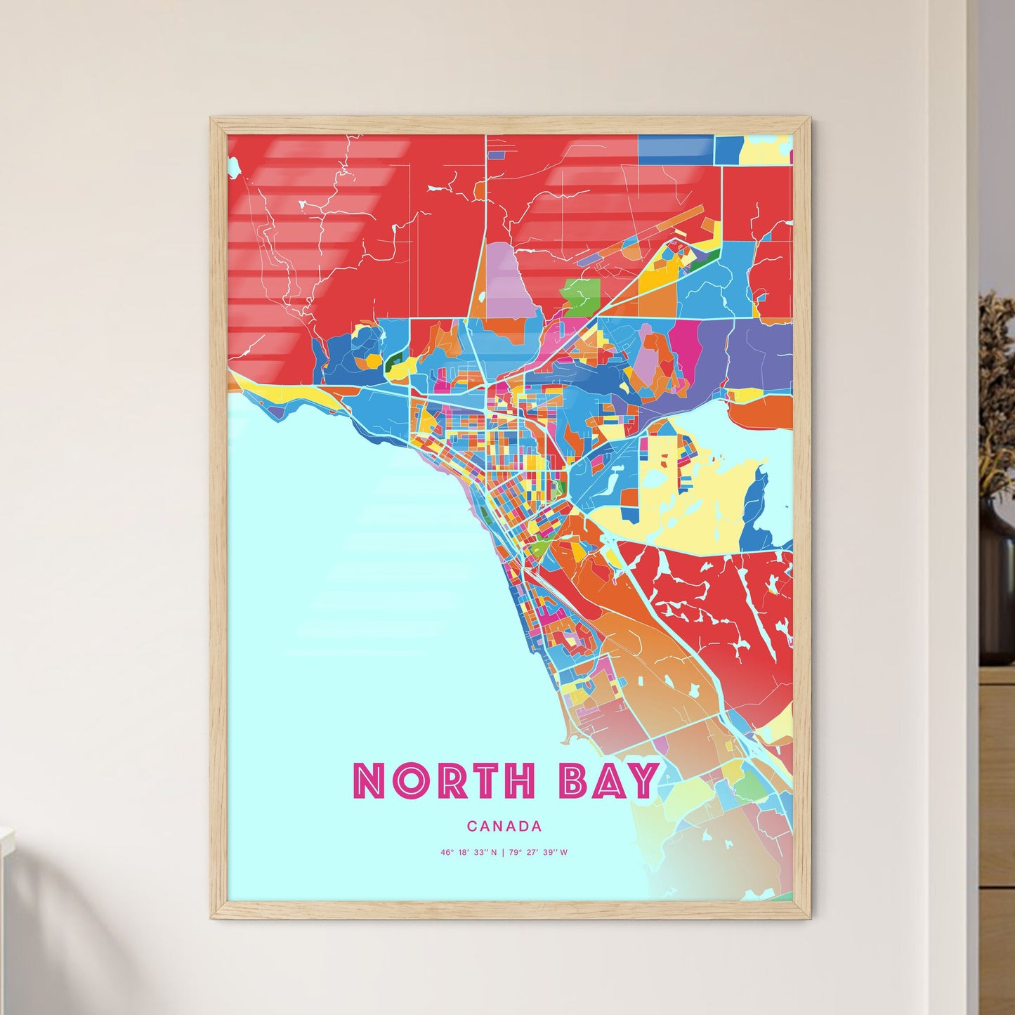 Colorful NORTH BAY CANADA Fine Art Map Crazy Colors