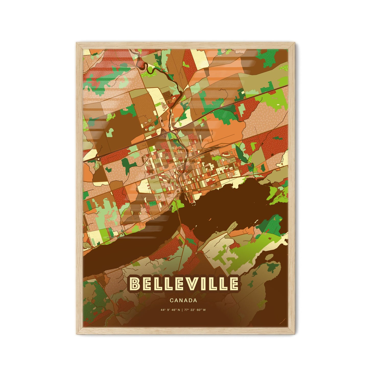 Colorful BELLEVILLE CANADA Fine Art Map Farmhouse