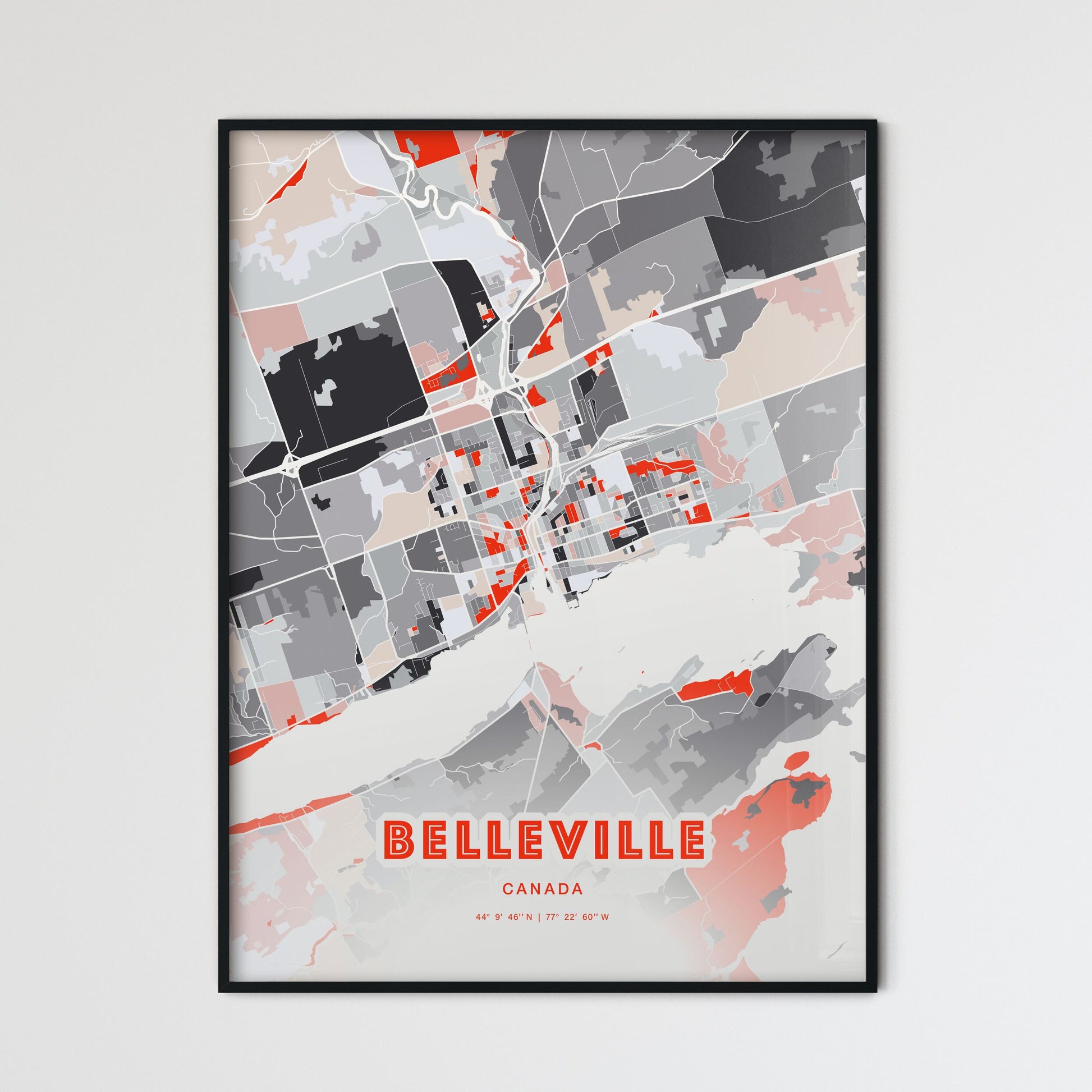 Colorful BELLEVILLE CANADA Fine Art Map Modern