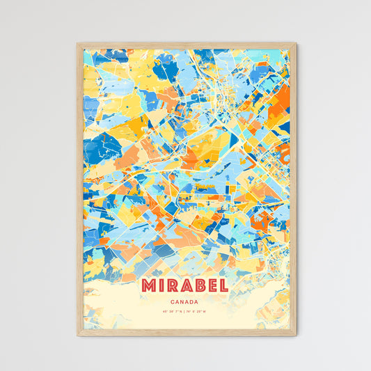 Colorful MIRABEL CANADA Fine Art Map Blue Orange