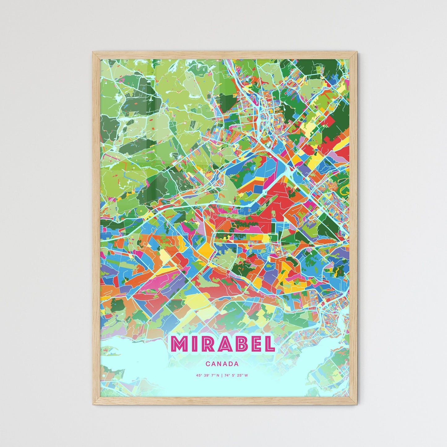 Colorful MIRABEL CANADA Fine Art Map Crazy Colors