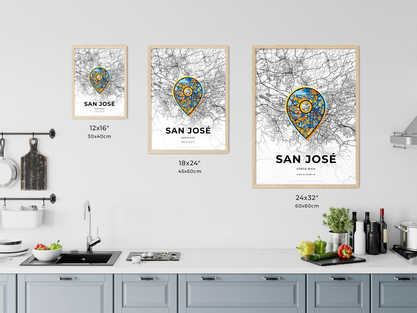 San José Costa Rica art map size chart