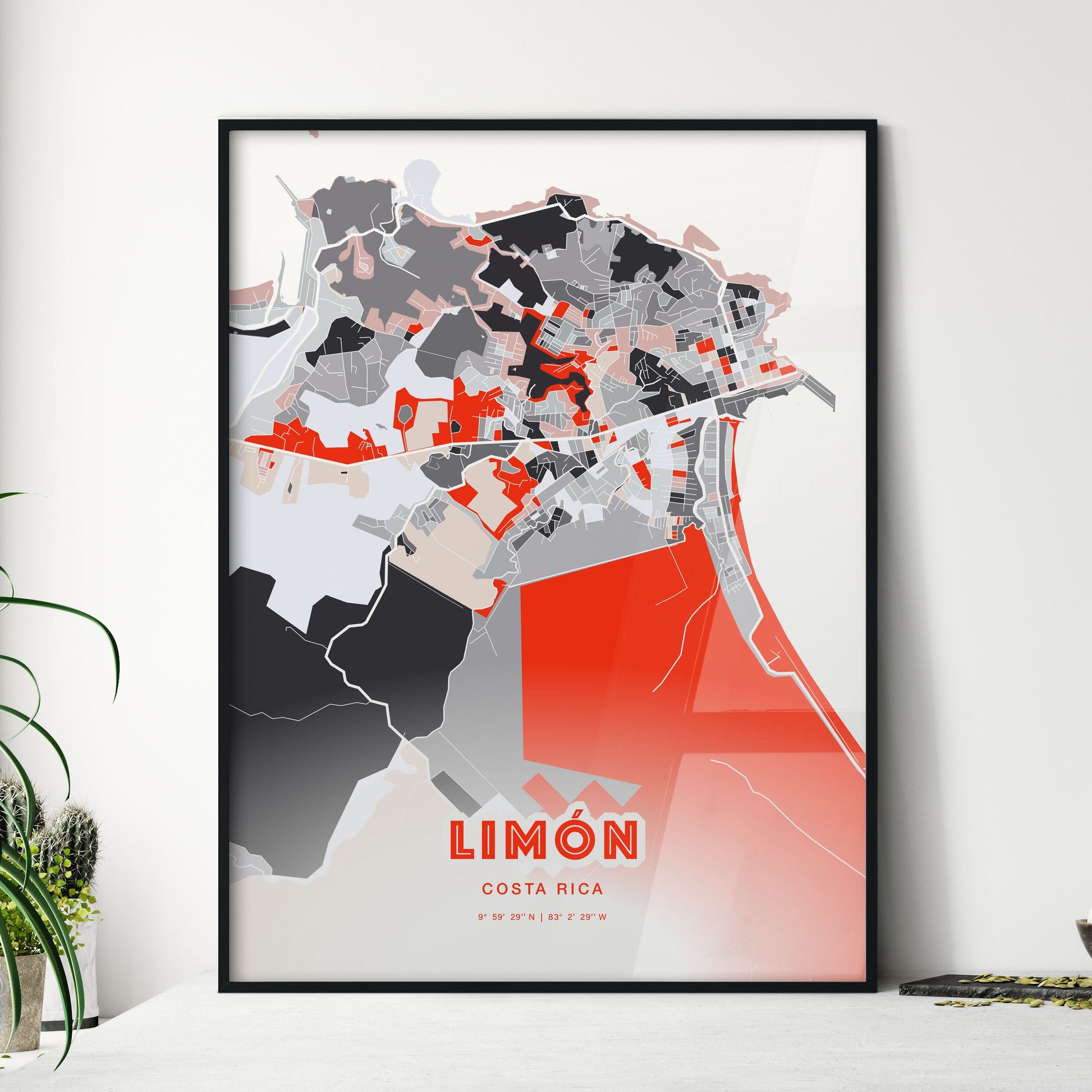 Colorful LIMÓN COSTA RICA Fine Art Map Modern