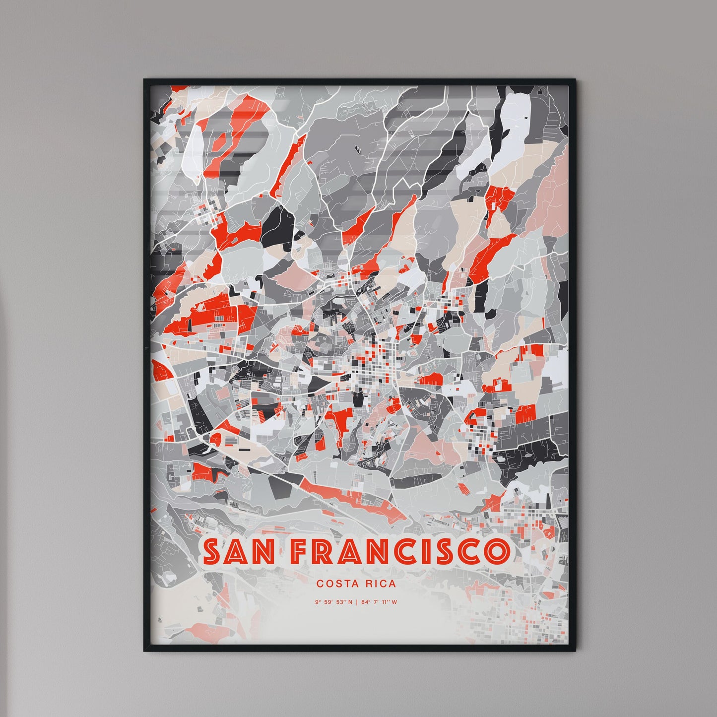 Colorful SAN FRANCISCO COSTA RICA Fine Art Map Modern