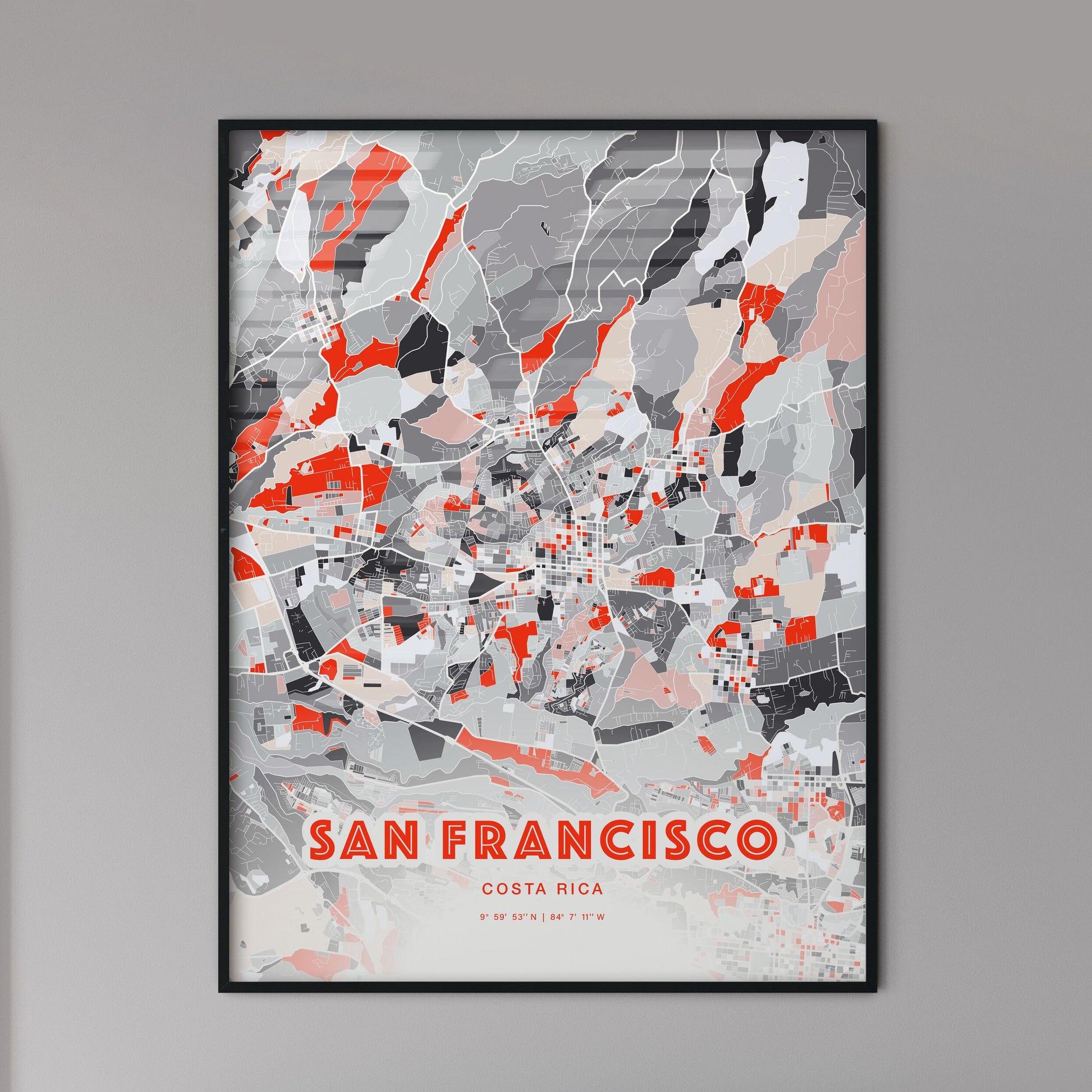 Colorful SAN FRANCISCO COSTA RICA Fine Art Map Modern