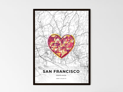 SAN FRANCISCO COSTA RICA minimal art map with a colorful icon. Style 2