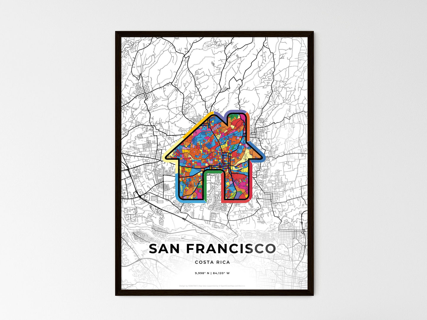 SAN FRANCISCO COSTA RICA minimal art map with a colorful icon. Style 3