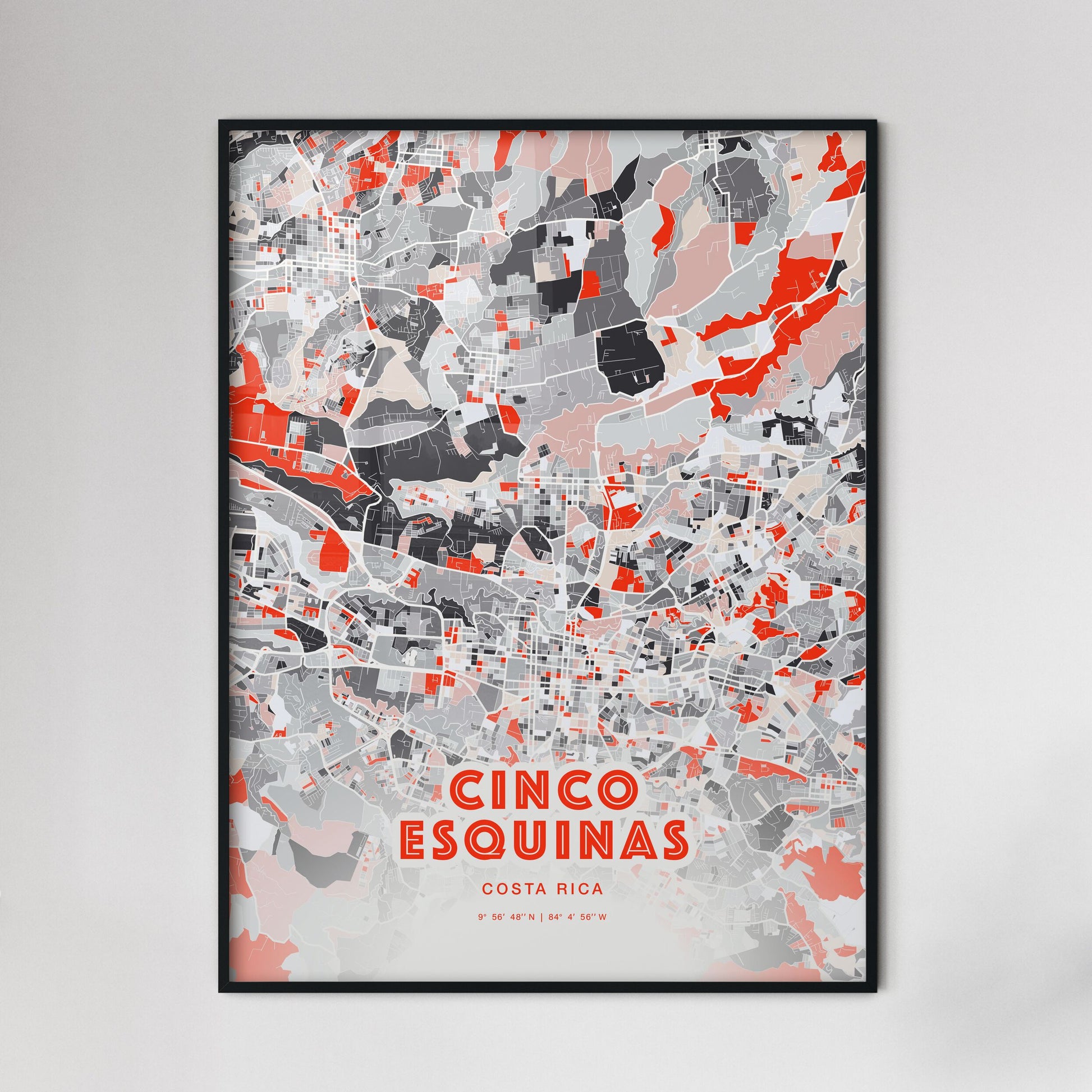 Colorful CINCO ESQUINAS COSTA RICA Fine Art Map Modern