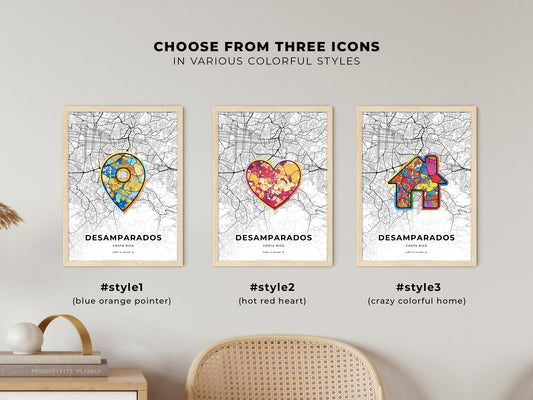 Desamparados Costa Rica maps with colorful icons