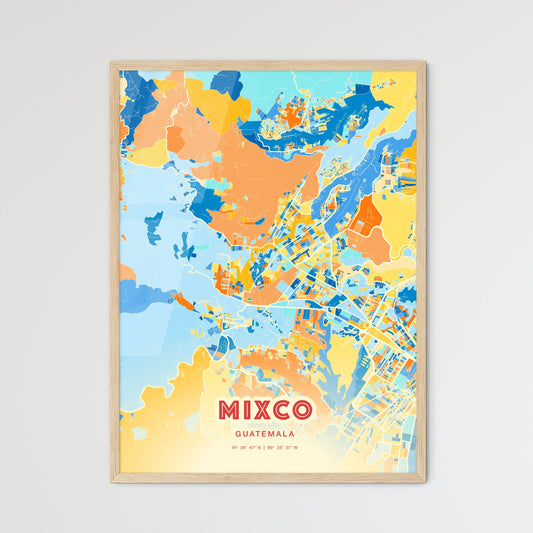 Colorful MIXCO GUATEMALA Fine Art Map Blue Orange