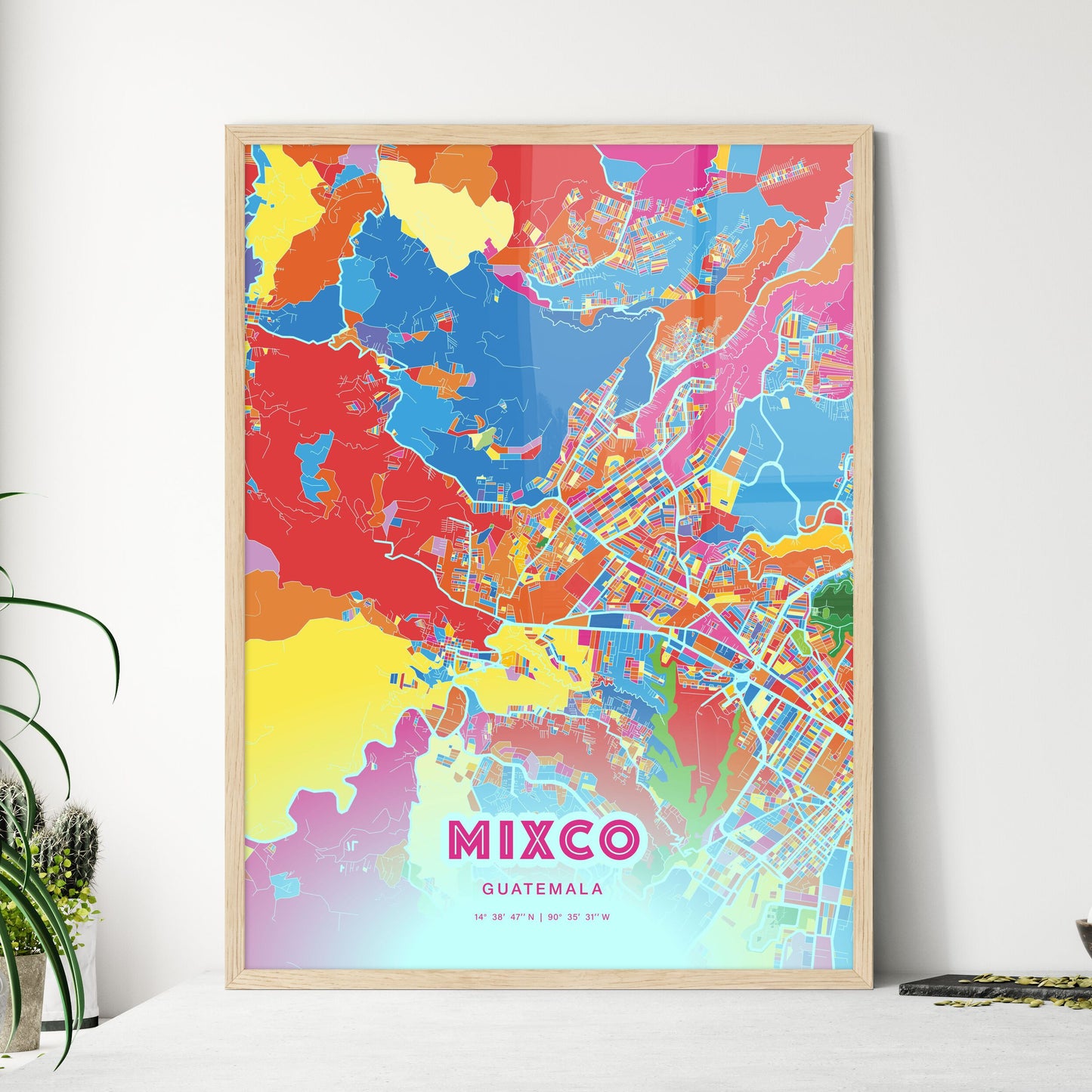 Colorful MIXCO GUATEMALA Fine Art Map Crazy Colors