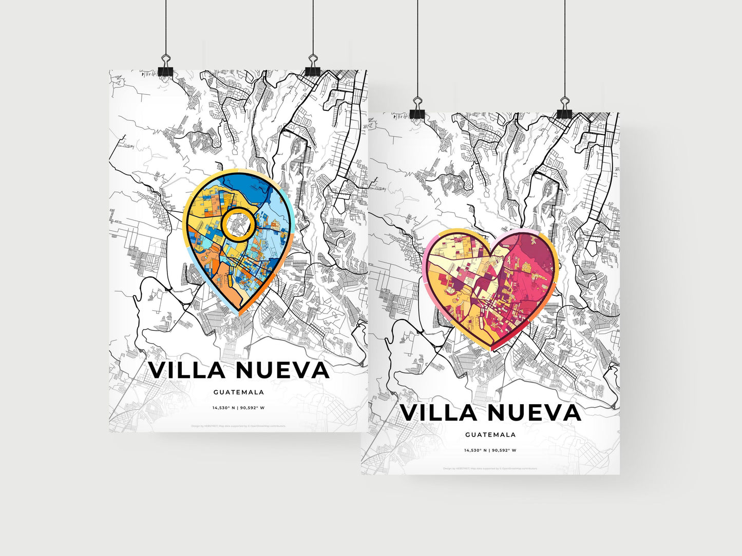 VILLA NUEVA GUATEMALA minimal art map with a colorful icon.