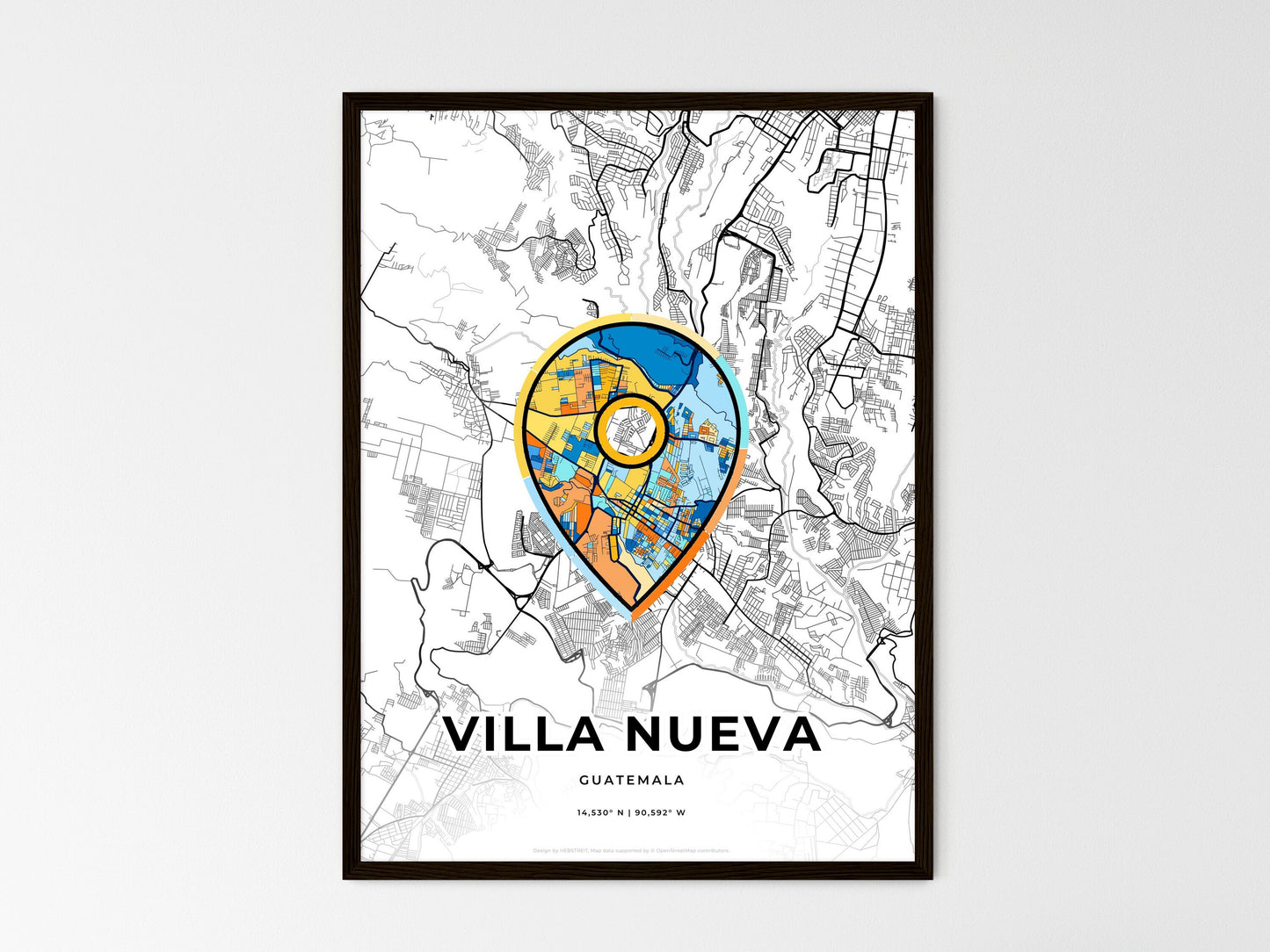 VILLA NUEVA GUATEMALA minimal art map with a colorful icon. Style 1