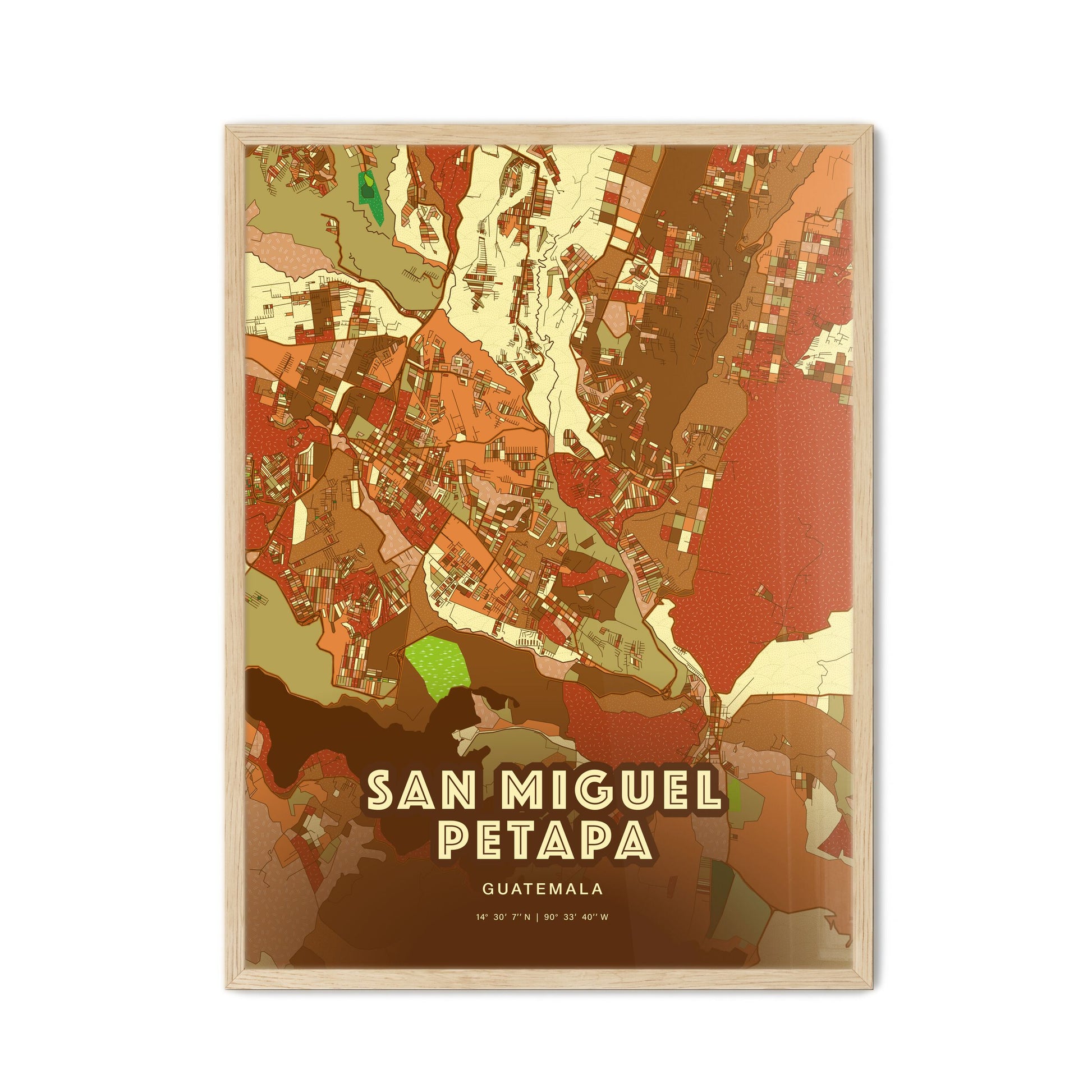 Colorful SAN MIGUEL PETAPA GUATEMALA Fine Art Map Farmhouse