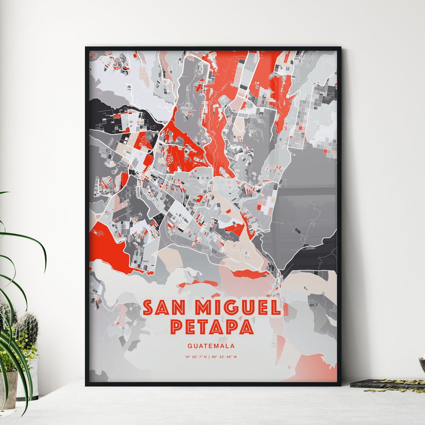 Colorful SAN MIGUEL PETAPA GUATEMALA Fine Art Map Modern