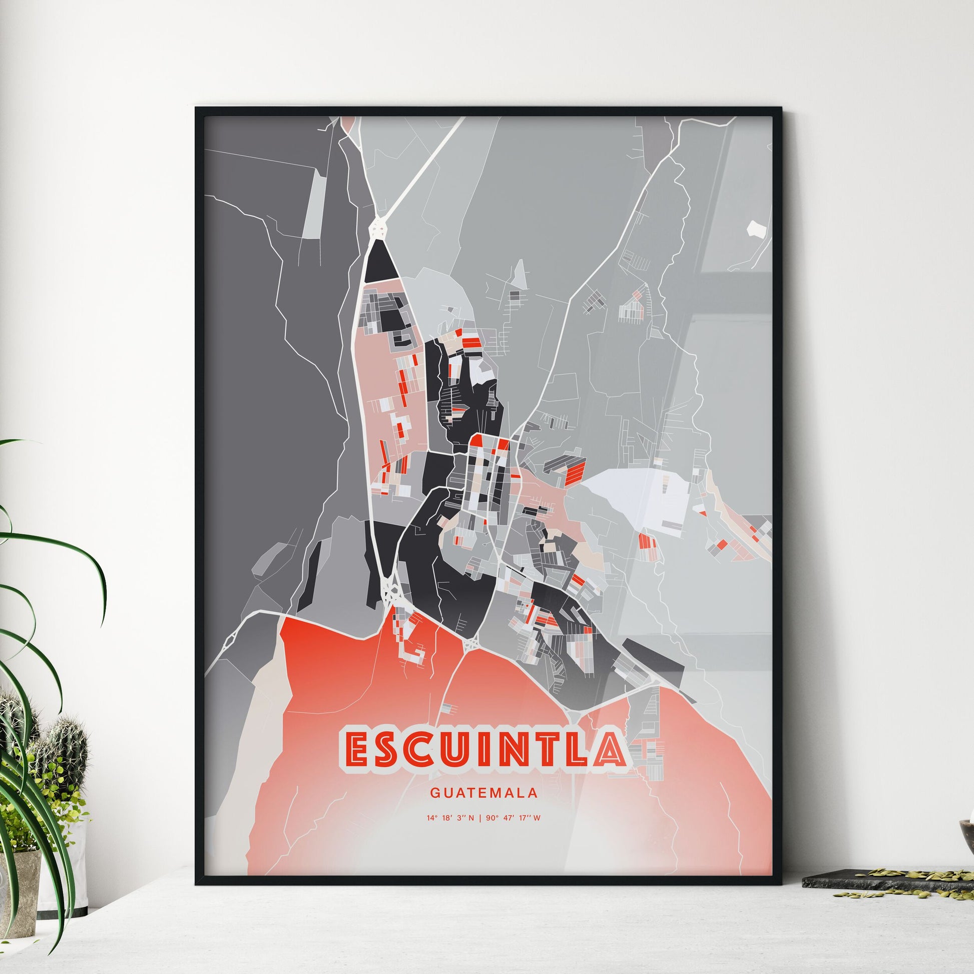 Colorful ESCUINTLA GUATEMALA Fine Art Map Modern