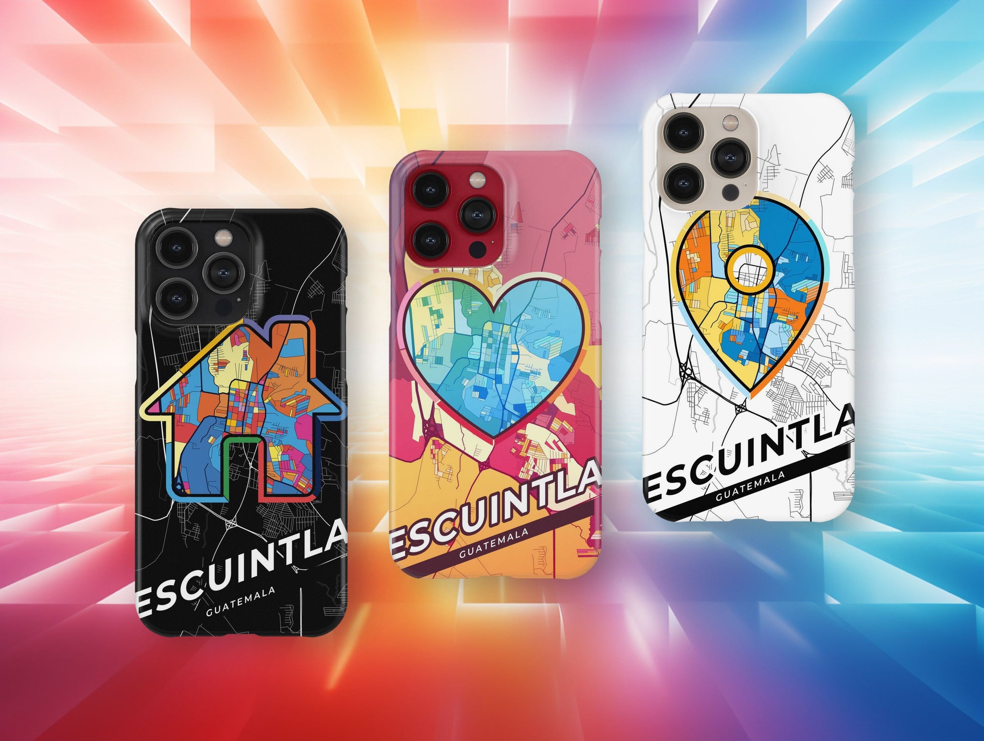 Escuintla Guatemala slim phone case with colorful icon. Birthday, wedding or housewarming gift. Couple match cases.