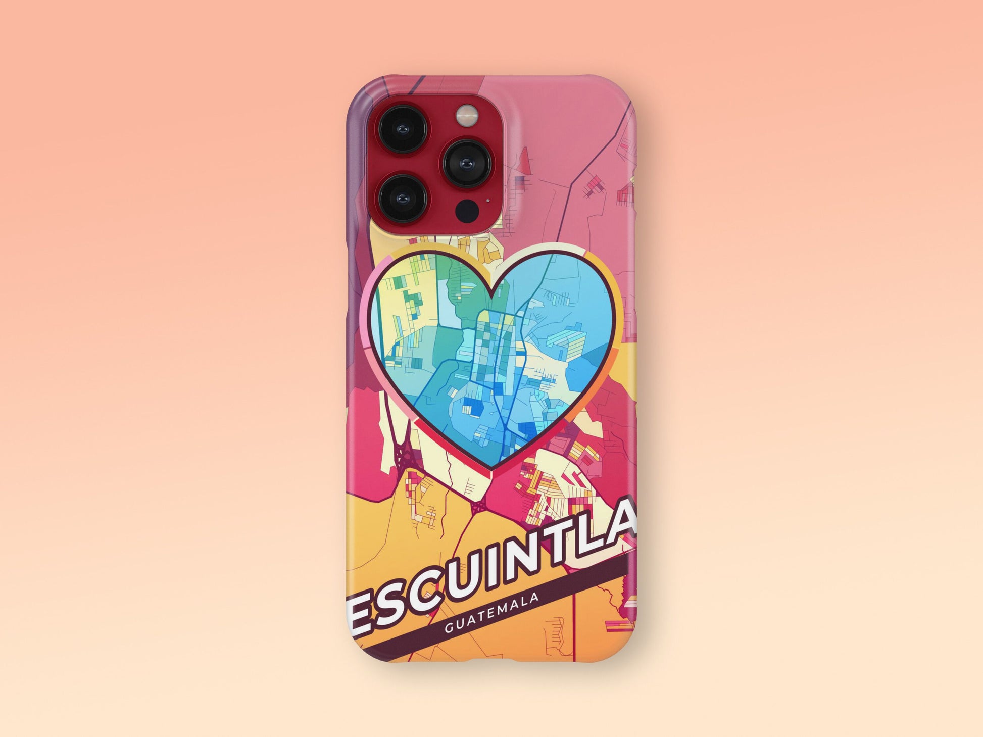 Escuintla Guatemala slim phone case with colorful icon. Birthday, wedding or housewarming gift. Couple match cases. 2