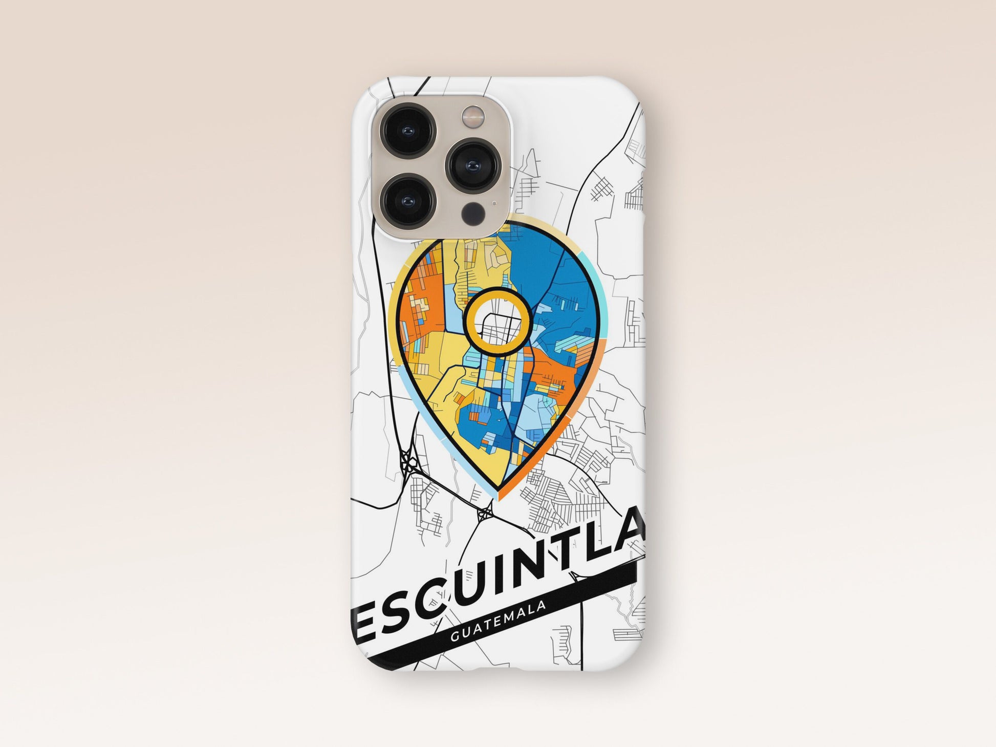 Escuintla Guatemala slim phone case with colorful icon. Birthday, wedding or housewarming gift. Couple match cases. 1