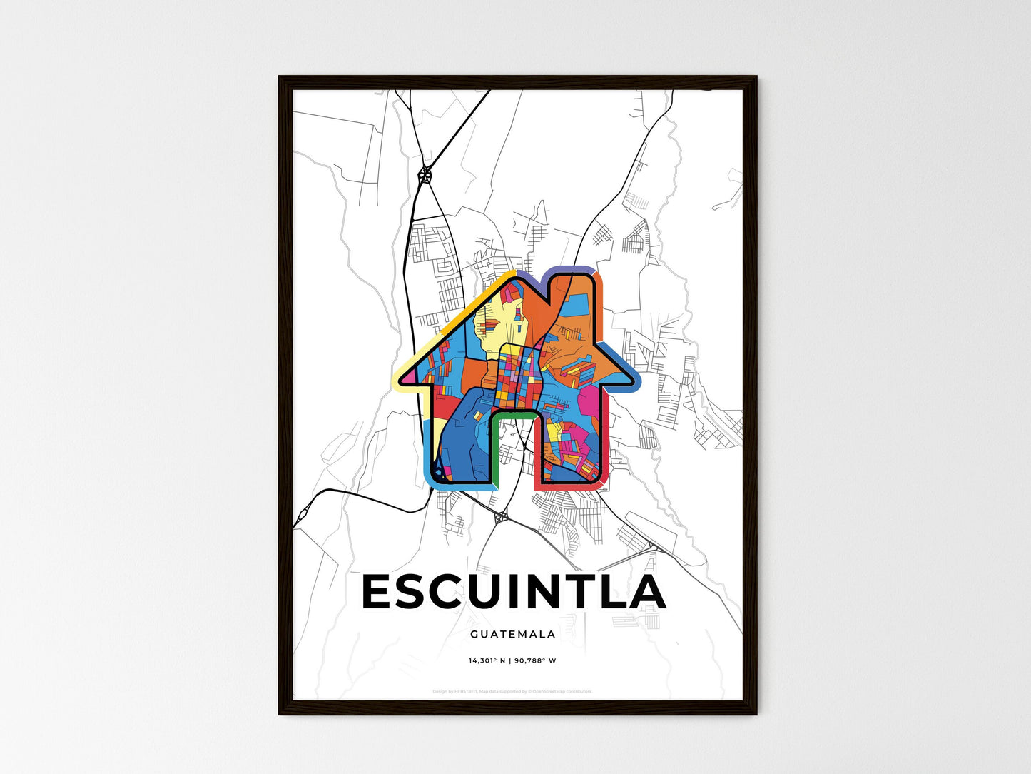 Escuintla Guatemala wedding art map with home icon