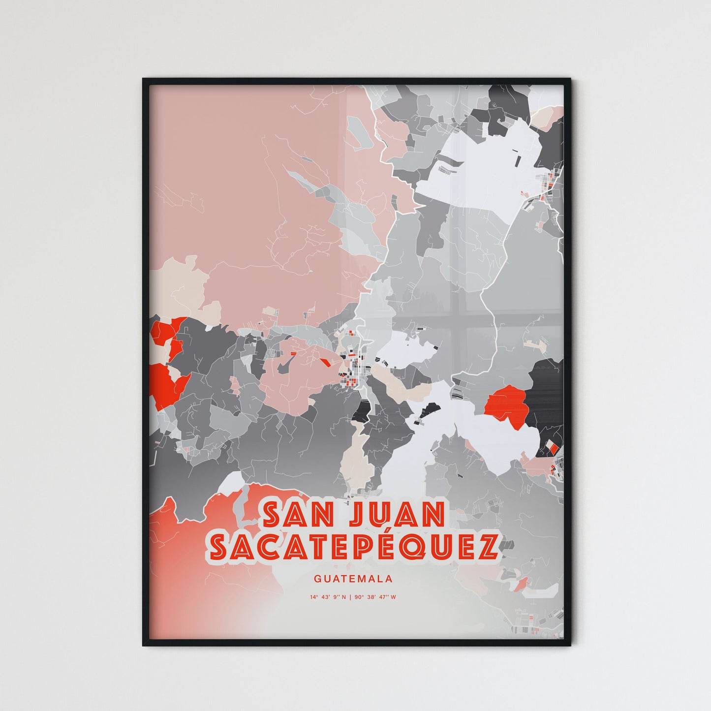 Colorful SAN JUAN SACATEPÉQUEZ GUATEMALA Fine Art Map Modern