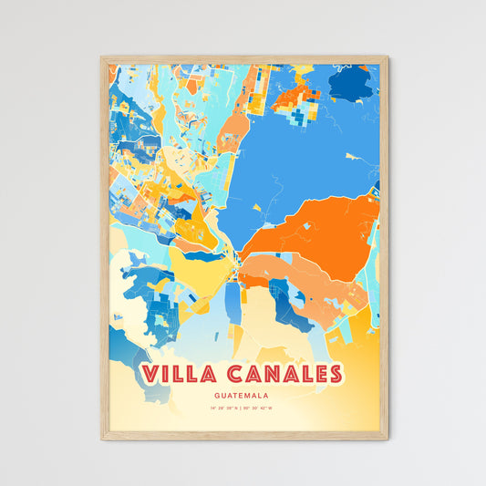 Colorful VILLA CANALES GUATEMALA Fine Art Map Blue Orange