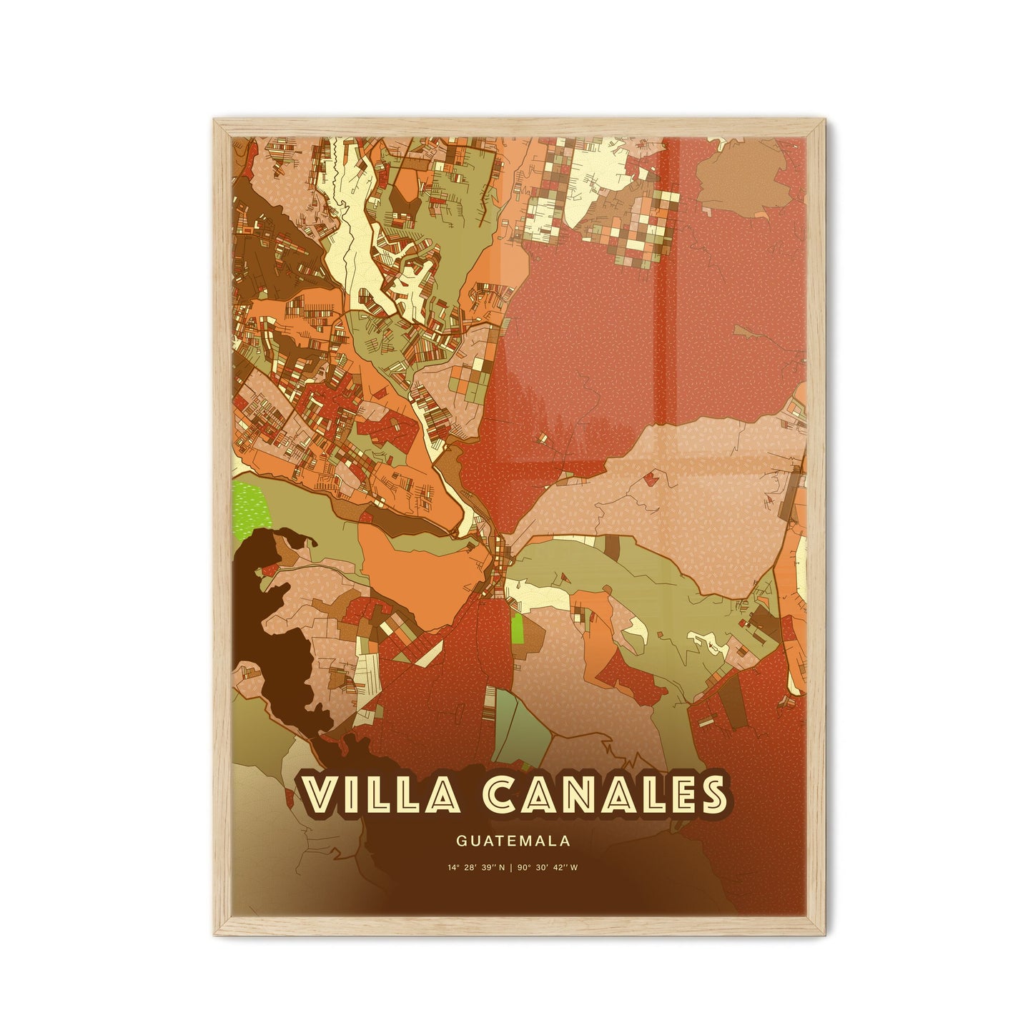 Colorful VILLA CANALES GUATEMALA Fine Art Map Farmhouse