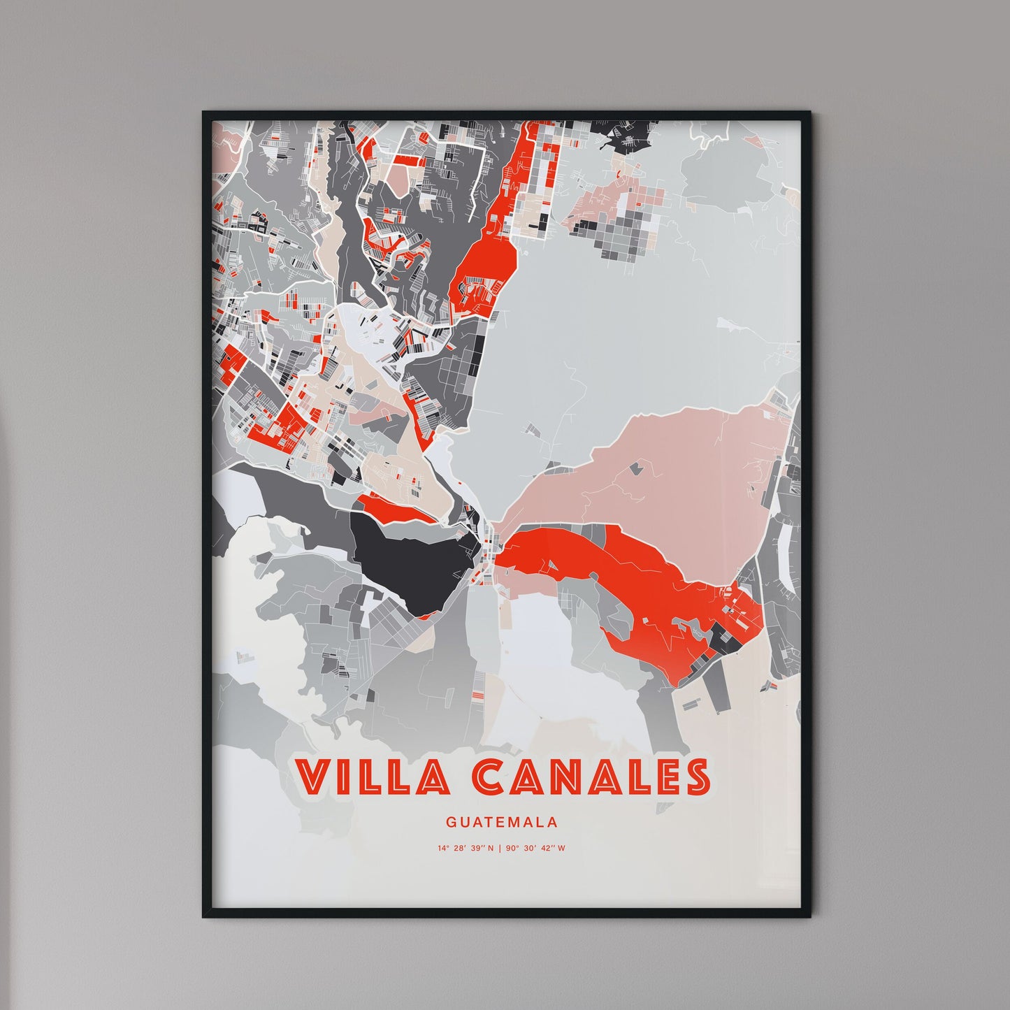 Colorful VILLA CANALES GUATEMALA Fine Art Map Modern