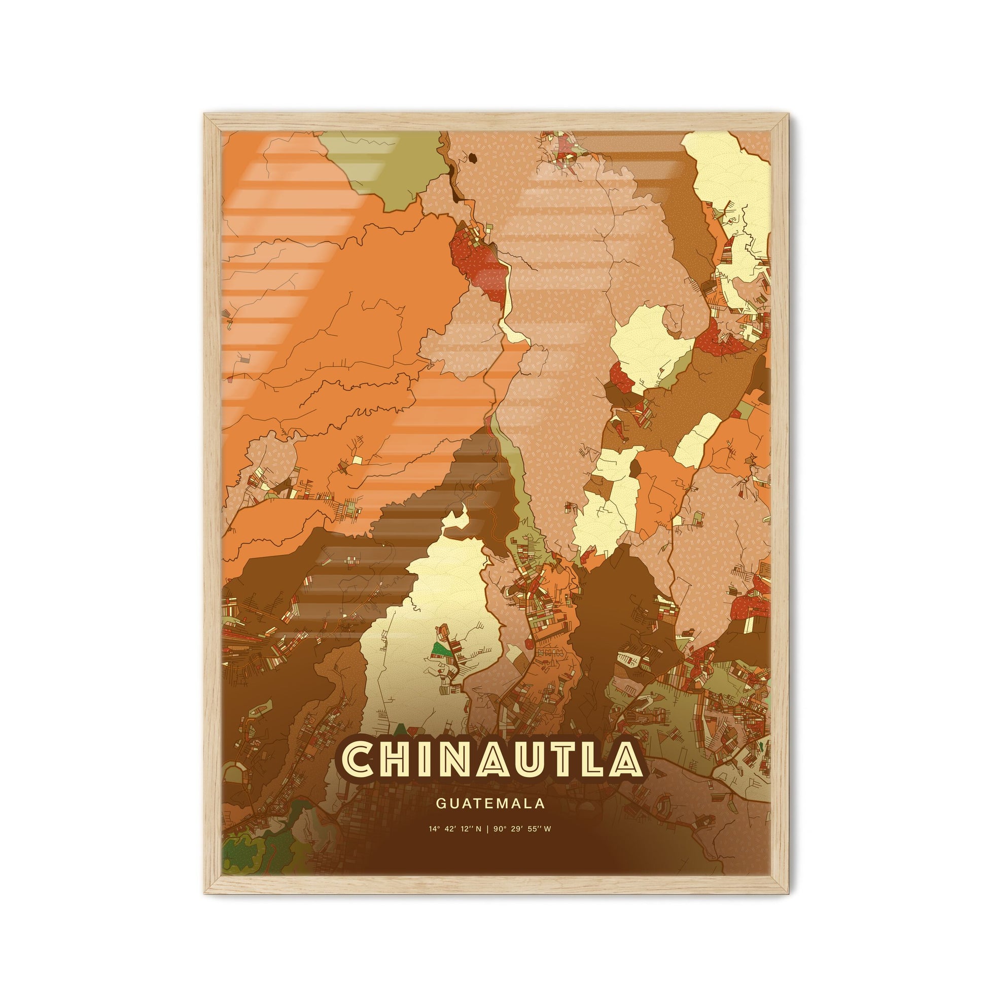 Colorful CHINAUTLA GUATEMALA Fine Art Map Farmhouse