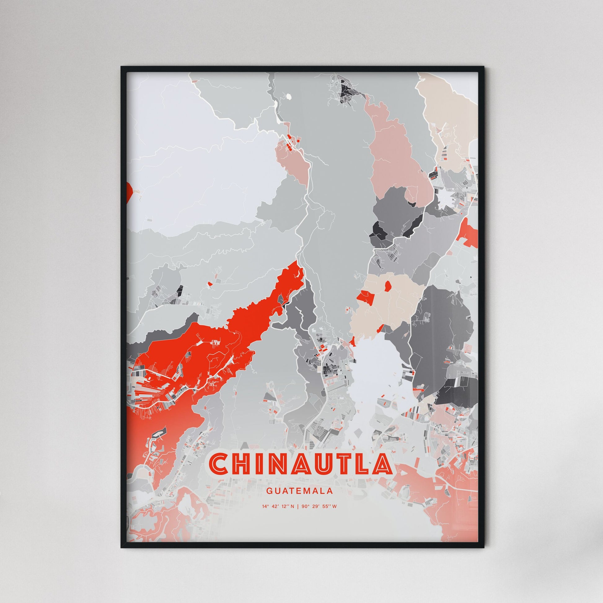 Colorful CHINAUTLA GUATEMALA Fine Art Map Modern