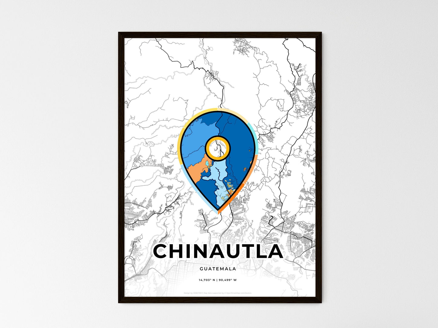 Chinautla Guatemala wedding art map with pointer icon