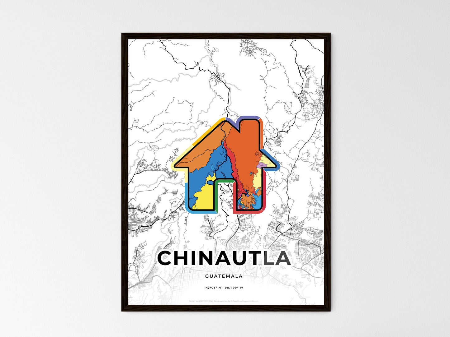 Chinautla Guatemala wedding art map with home icon