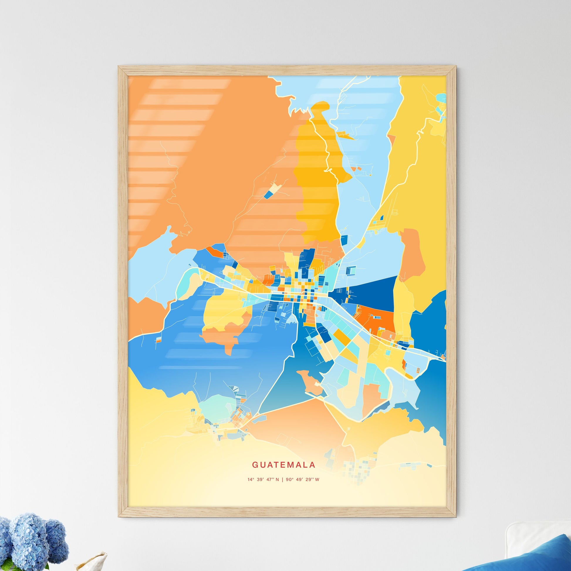 Colorful CHIMALTENANGO GUATEMALA Fine Art Map Blue Orange