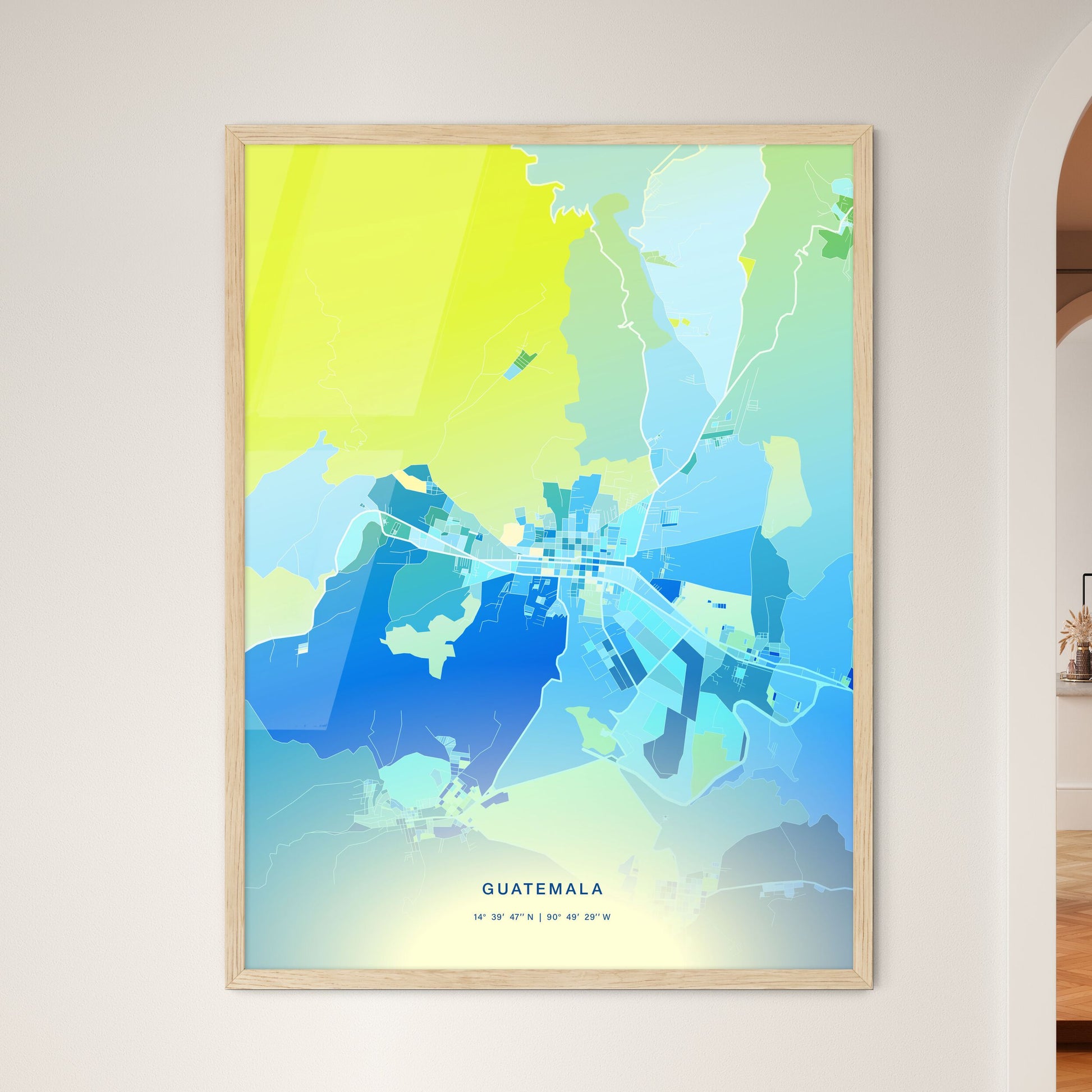 Colorful CHIMALTENANGO GUATEMALA Fine Art Map Cool Blue