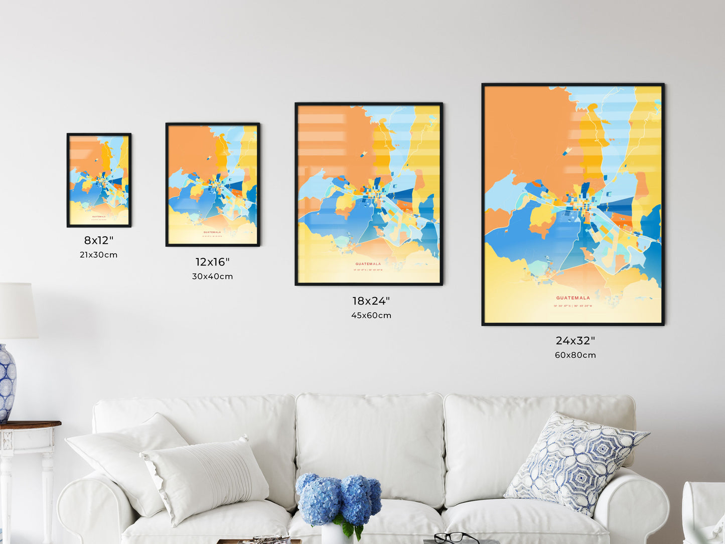 Colorful CHIMALTENANGO GUATEMALA Fine Art Map Blue Orange