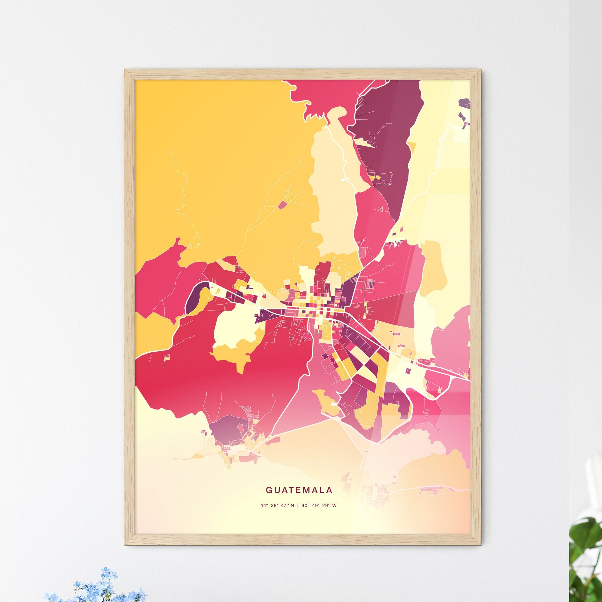 Colorful CHIMALTENANGO GUATEMALA Fine Art Map Hot Red