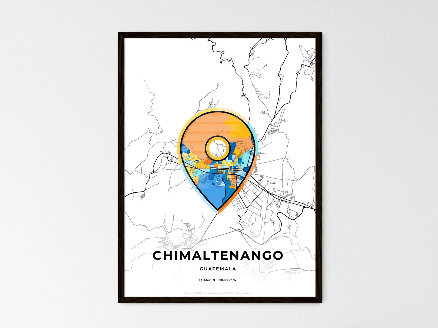 CHIMALTENANGO GUATEMALA minimal art map with a colorful icon. Where it all began, Couple map gift. Style 1