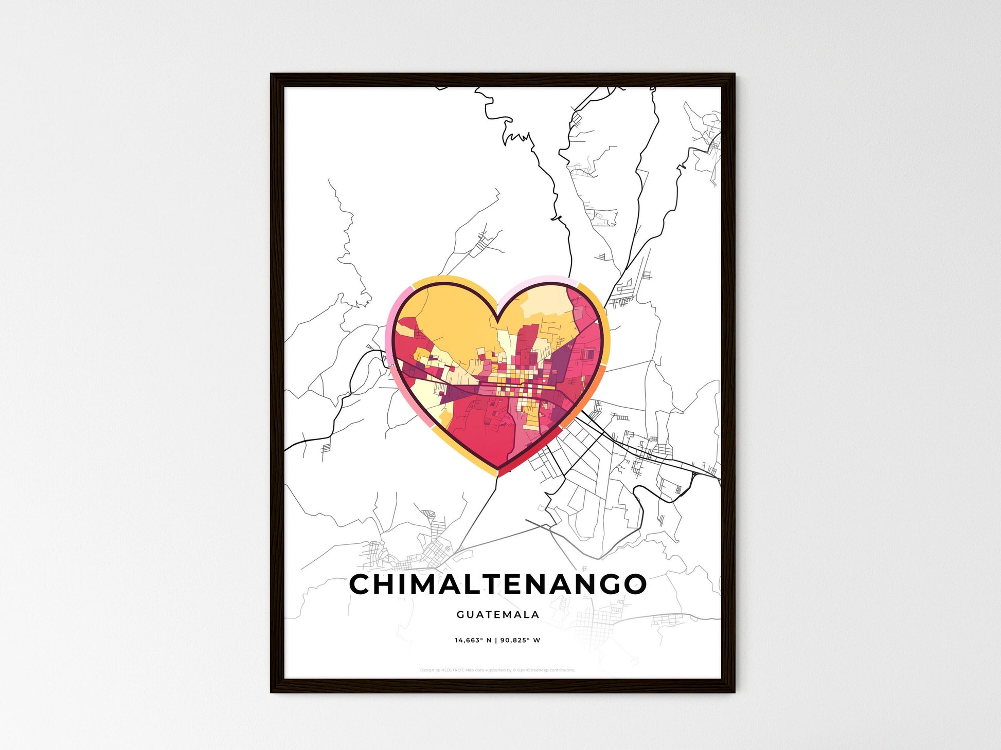 CHIMALTENANGO GUATEMALA minimal art map with a colorful icon. Where it all began, Couple map gift. Style 2
