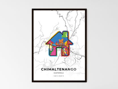 CHIMALTENANGO GUATEMALA minimal art map with a colorful icon. Where it all began, Couple map gift. Style 3