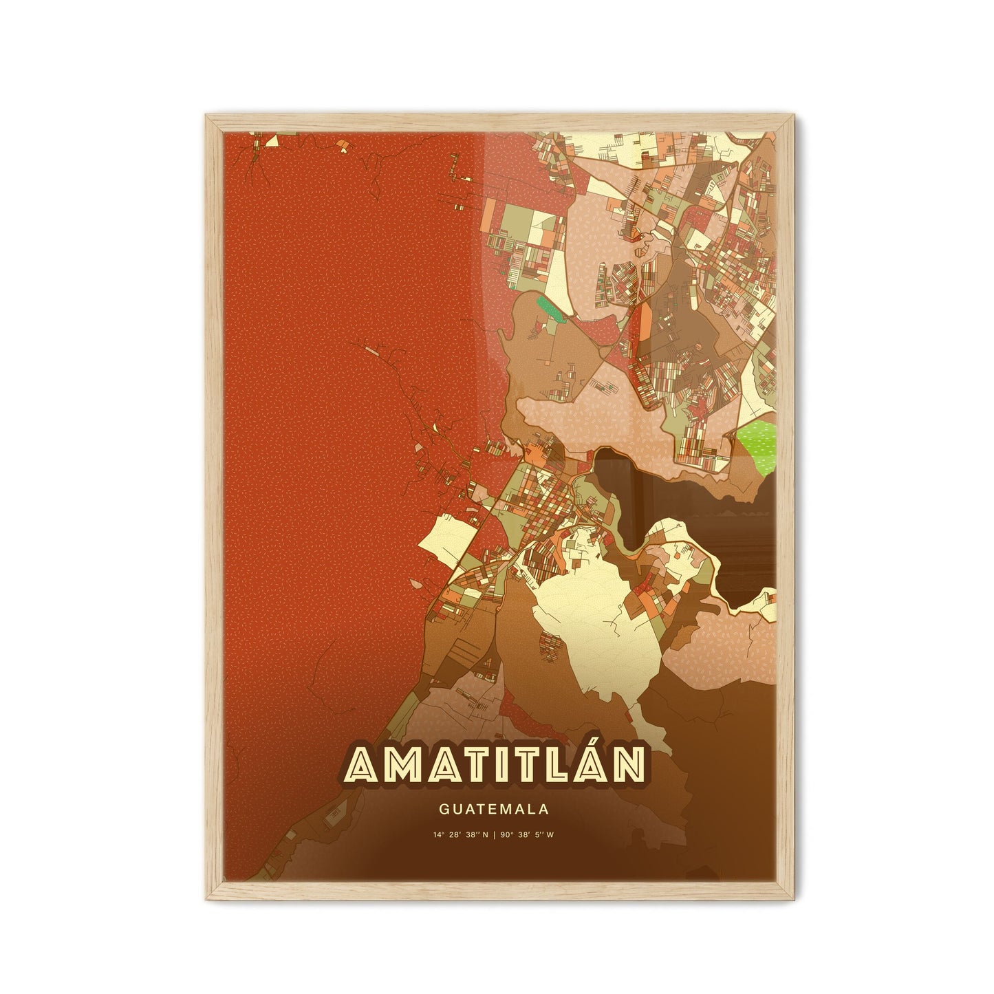 Colorful AMATITLÁN GUATEMALA Fine Art Map Farmhouse