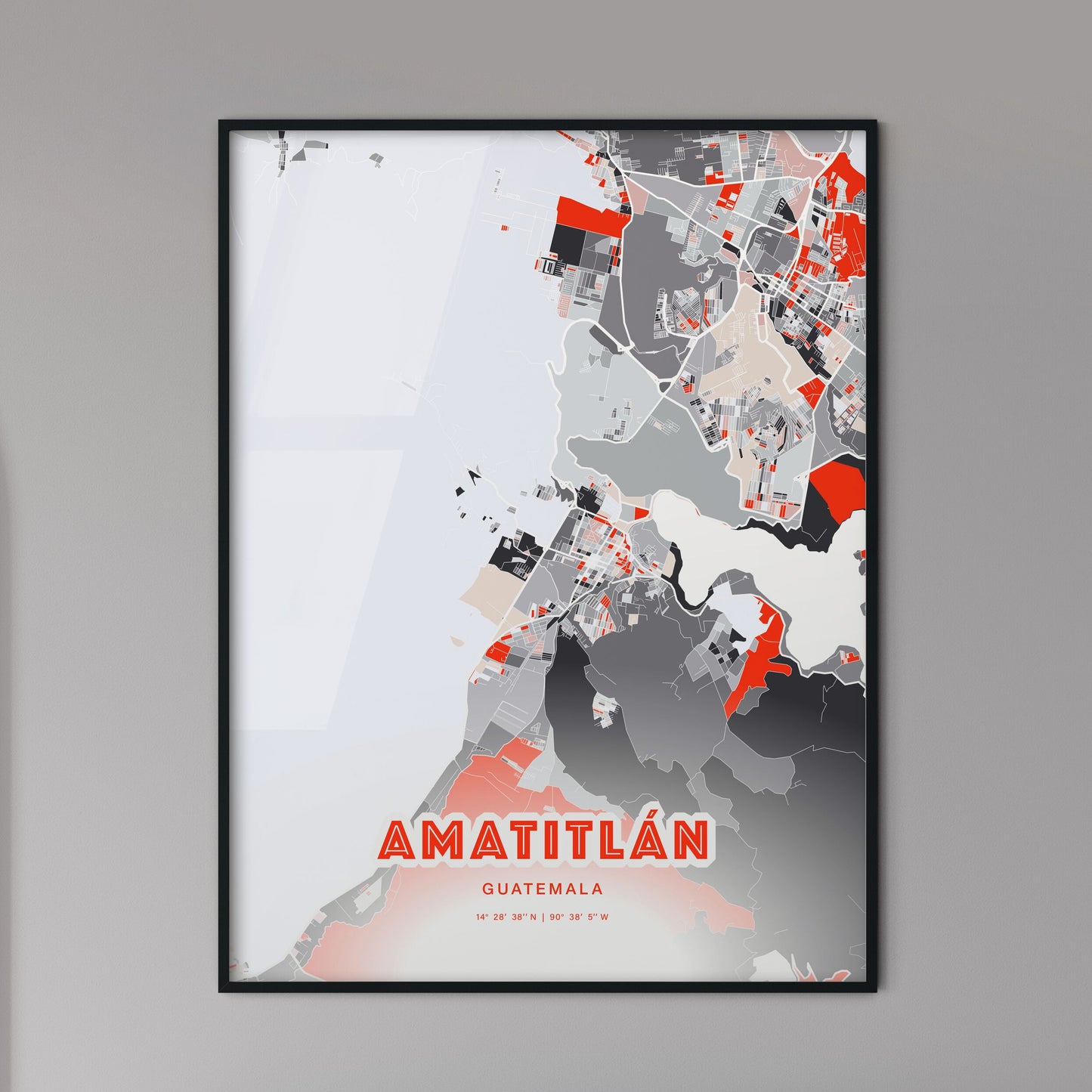 Colorful AMATITLÁN GUATEMALA Fine Art Map Modern