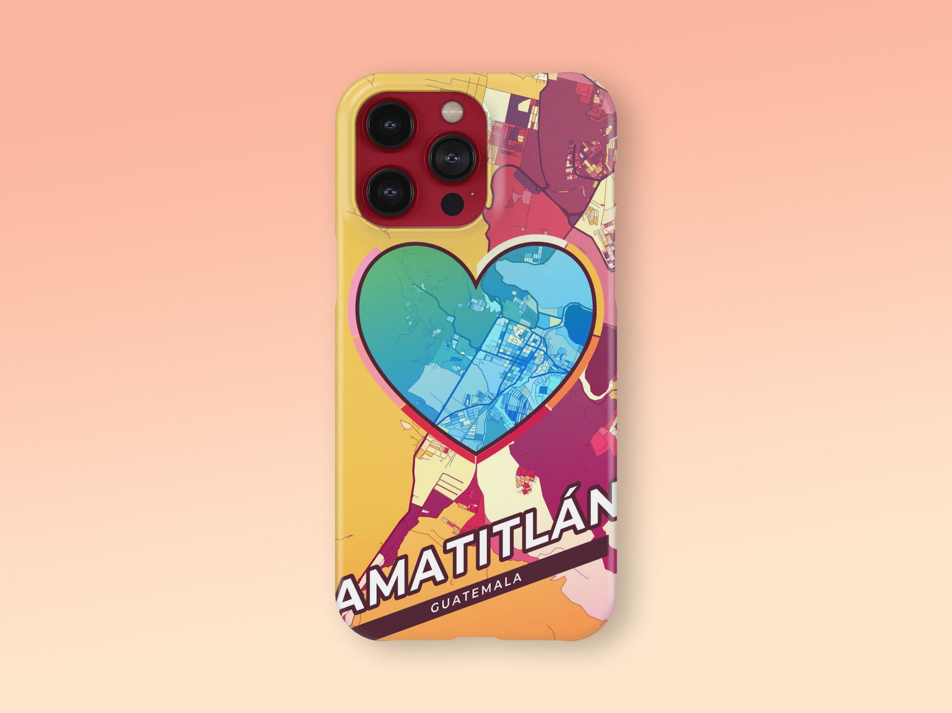 Amatitlán Guatemala slim phone case with colorful icon. Birthday, wedding or housewarming gift. Couple match cases. 2