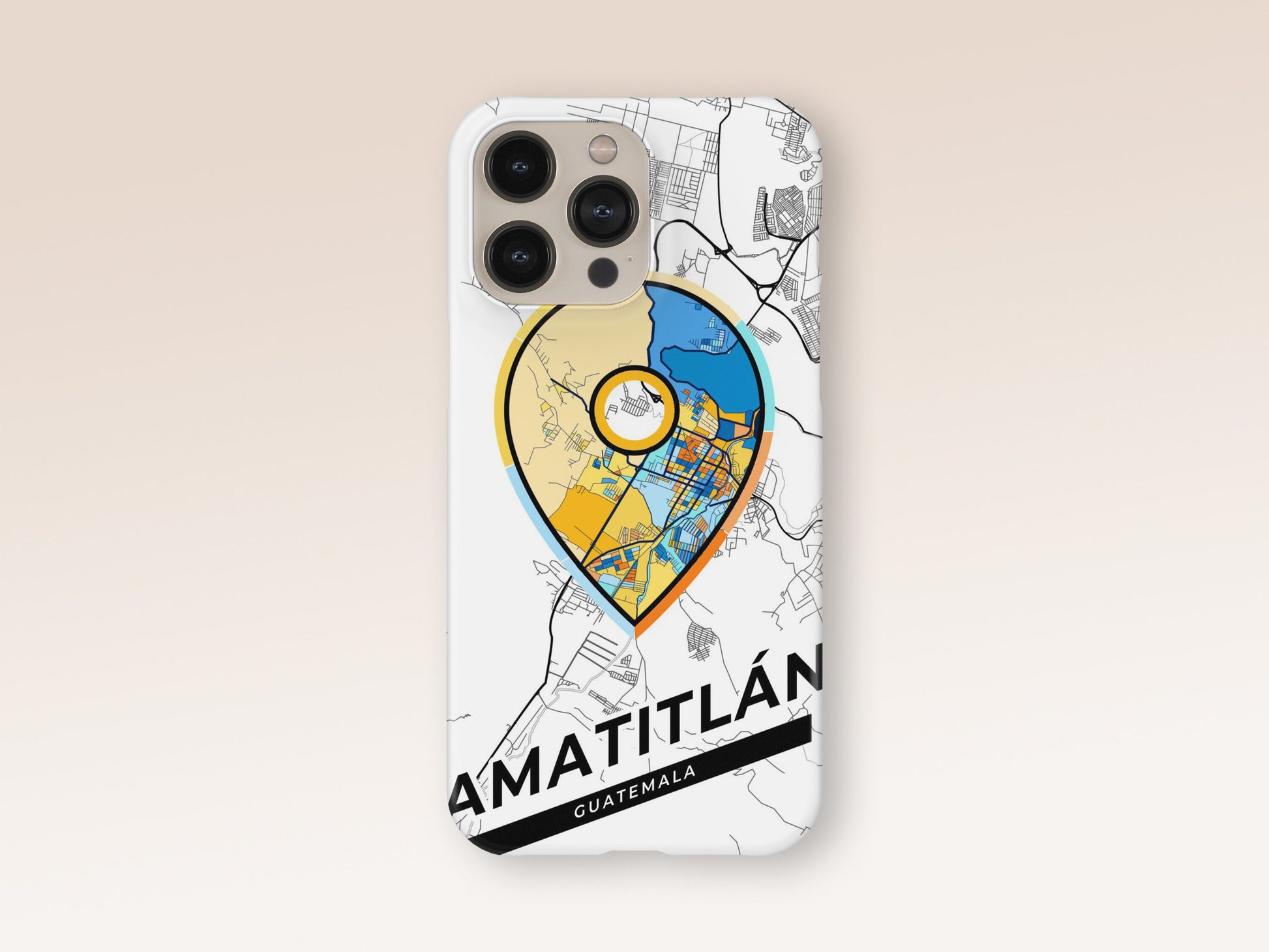 Amatitlán Guatemala slim phone case with colorful icon. Birthday, wedding or housewarming gift. Couple match cases. 1