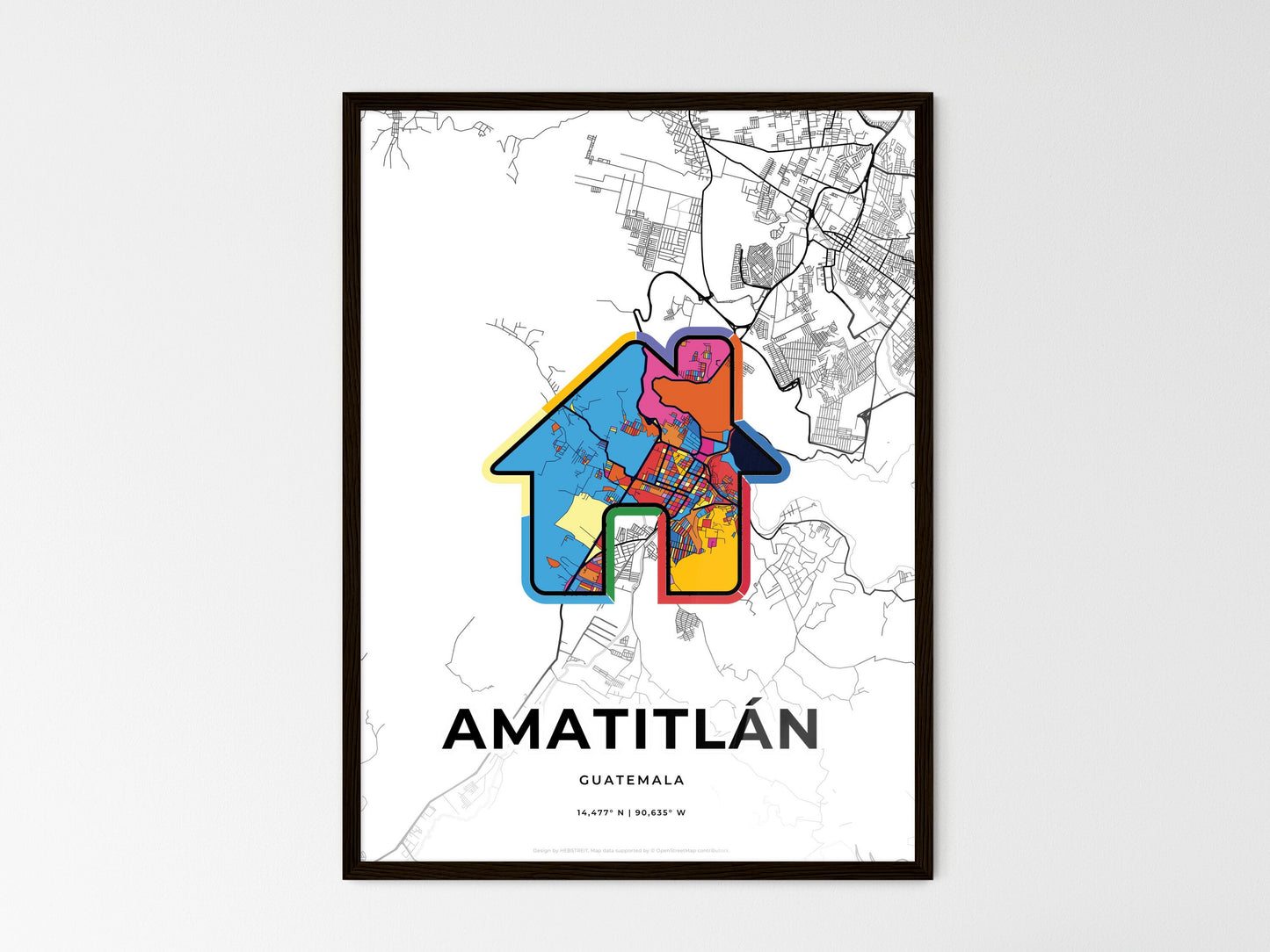 Amatitlán Guatemala wedding art map with home icon