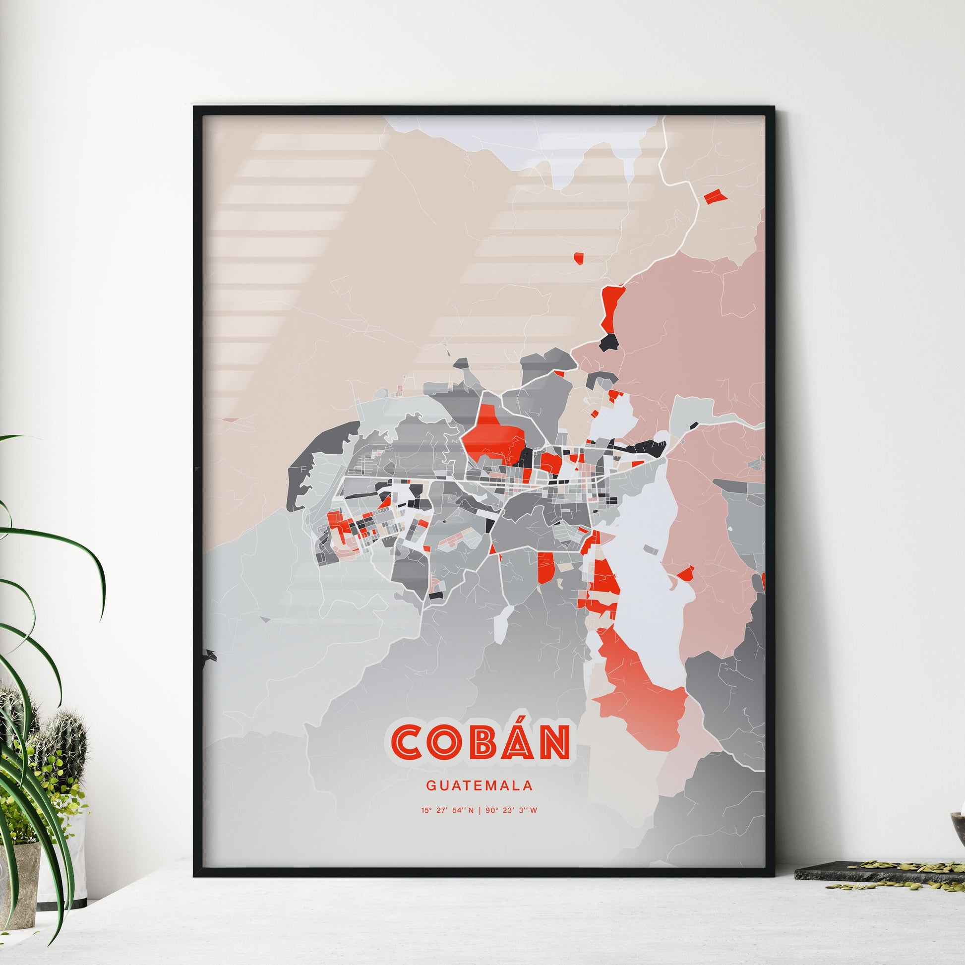 Colorful COBÁN GUATEMALA Fine Art Map Modern