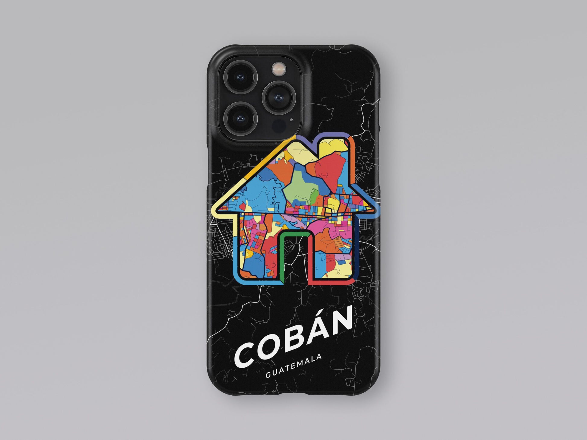 Cobán Guatemala slim phone case with colorful icon. Birthday, wedding or housewarming gift. Couple match cases. 3