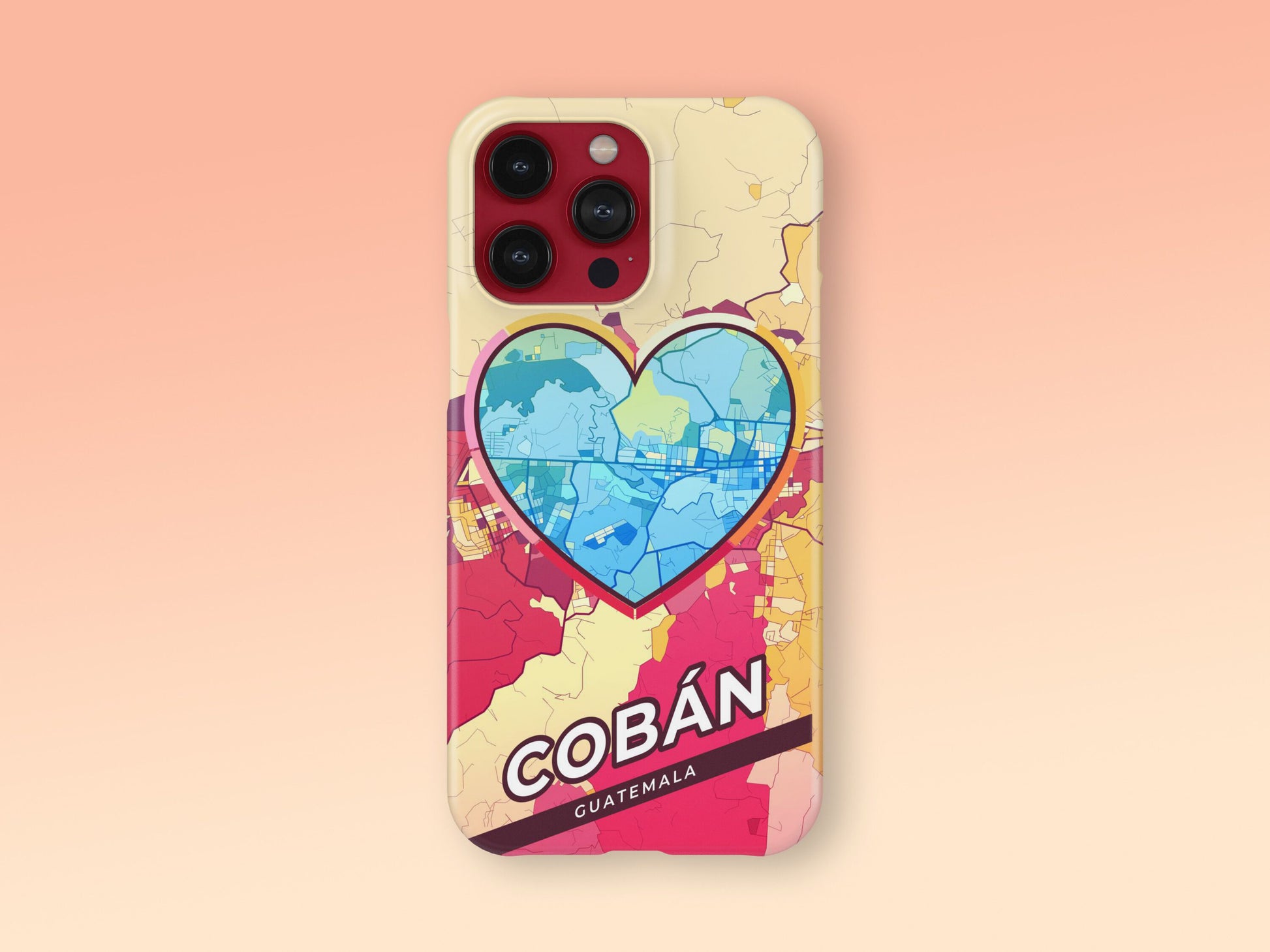 Cobán Guatemala slim phone case with colorful icon. Birthday, wedding or housewarming gift. Couple match cases. 2