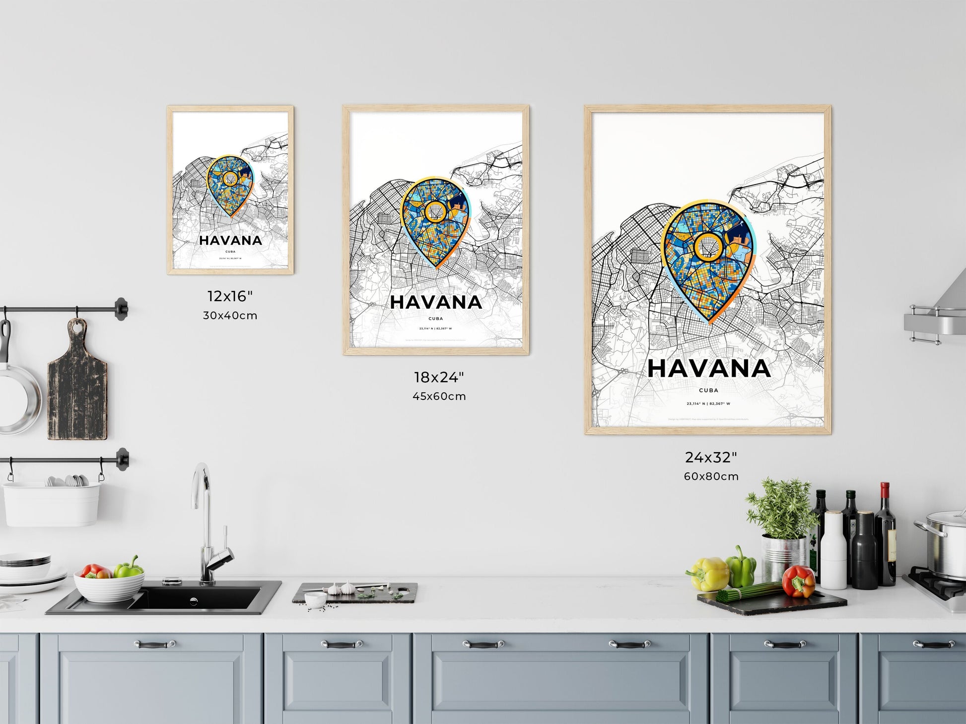 Havana Cuba art map size chart