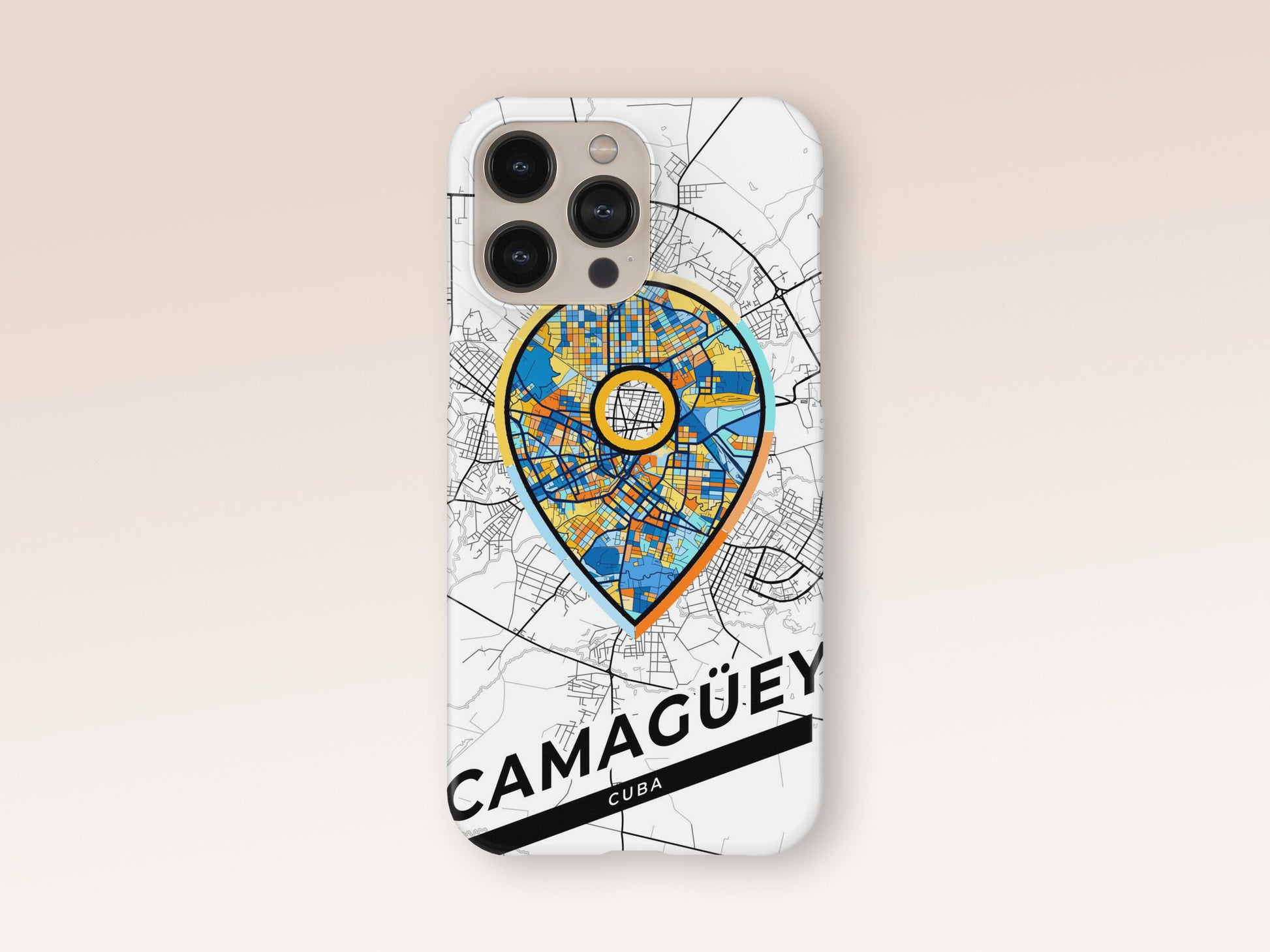Camagüey Cuba slim phone case with colorful icon. Birthday, wedding or housewarming gift. Couple match cases. 1