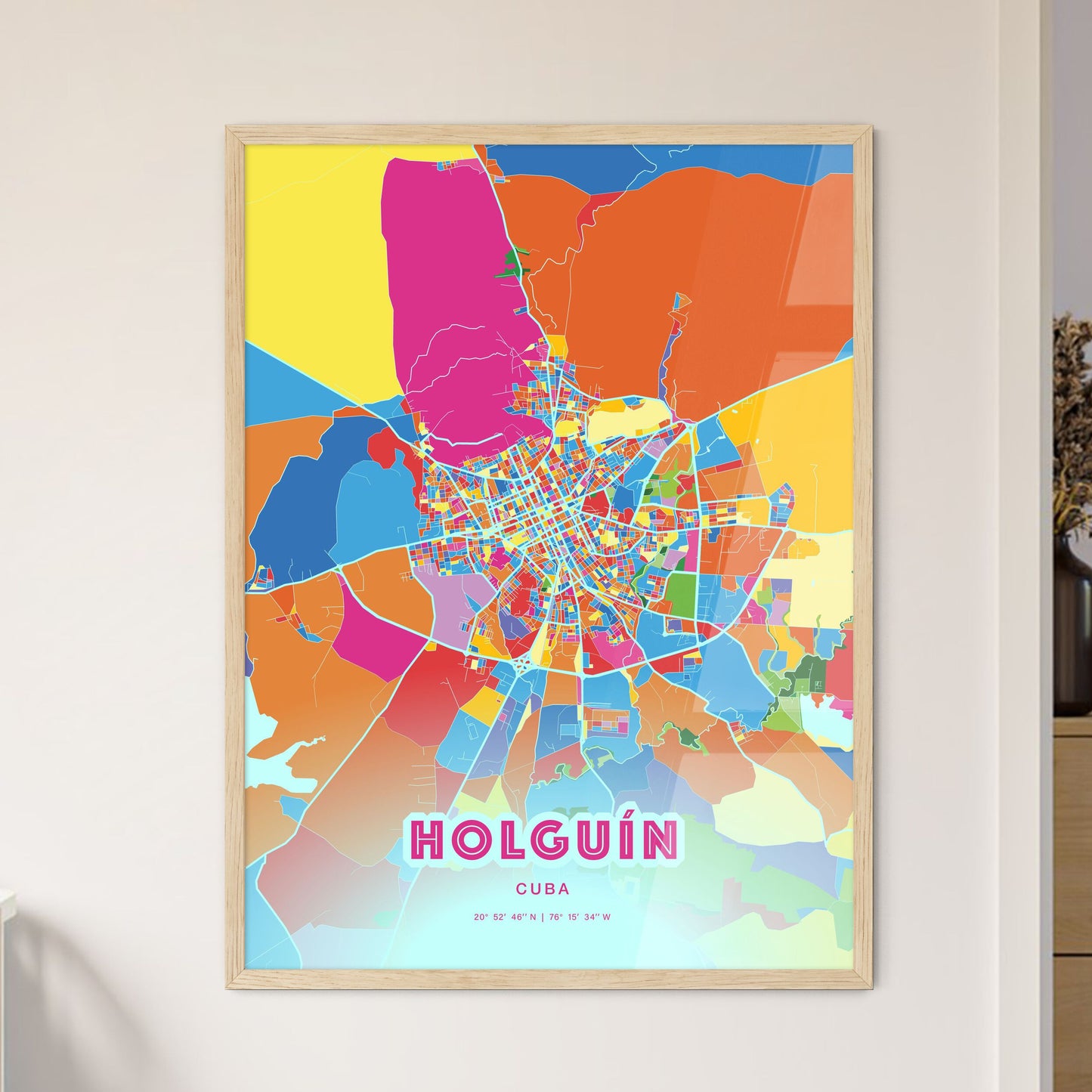 Colorful HOLGUÍN CUBA Fine Art Map Crazy Colors